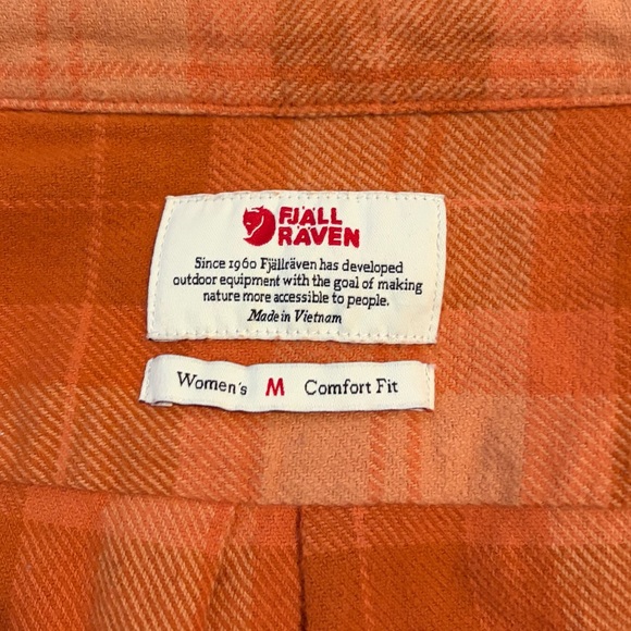 Fjall Raven Ovik Heavy Flannel Shirt Orange Plaid Womens Medium Comfortable Fit - Picture 3 of 6
